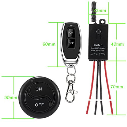 Mini Wireless Switch 12V,5V/12V/48V/10A Relay Remote Switch. | with 328FT Long Range for Track Lights,Car Led Light,Fan,Water Pump,DIY electronics. - color: 5V-48V Mini Remote switch-10A