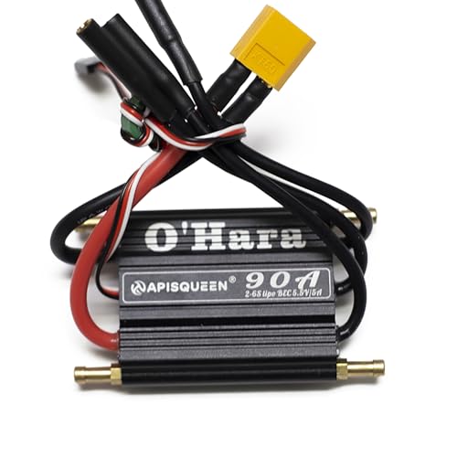 O'Hara 90A 2-6S LiPo ESC Waterproof Brushless Electronic Speed Controller with BEC and XT60 4.0mm Banana Head Connector for RC Boats Model Ship - size: 90A ESC