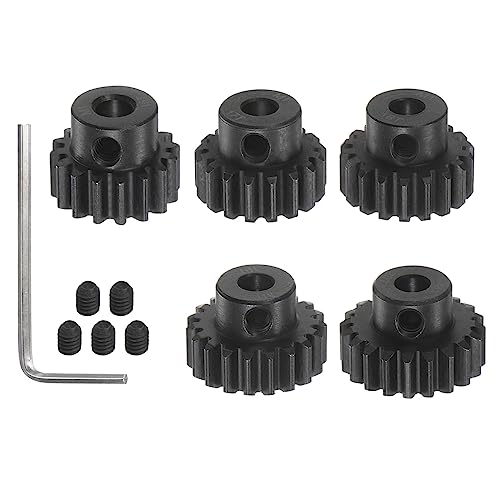 HARFINGTON Mod 1 M1 Pinion Motor Gear Set 5pcs 16T 17T 18T 19T 20T Fit 5mm RC Motor Shaft M1 Pitch Gears for RC Car, with Hex Key - style: 16T 17T 18T 19T 20T