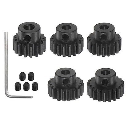 HARFINGTON Mod 1 M1 Pinion Motor Gear Set 5pcs 16T 17T 18T 19T 20T Fit 5mm RC Motor Shaft M1 Pitch Gears for RC Car, with Hex Key - style: 16T 17T 18T 19T 20T