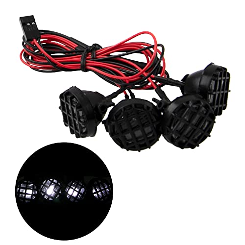 RC Car 4 LED Headlights with Light Cover Lampshade Compatible with Traxxas TRX-4 Axial SCX10 D90 CC01 HSP HPI 1/10 RC Crawler Car - size: Round Light Cover