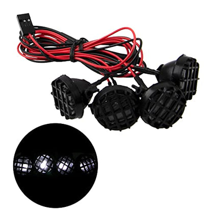 RC Car 4 LED Headlights with Light Cover Lampshade Compatible with Traxxas TRX-4 Axial SCX10 D90 CC01 HSP HPI 1/10 RC Crawler Car - size: Round Light Cover