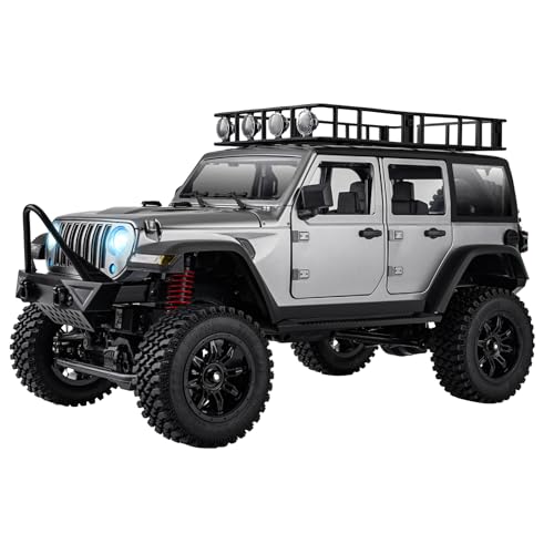 ARRIS MN128 1/12 RC Rock Crawler 4WD Off-Road Jeep RTR Truck | Wrangler Style Body, Full Proportional Control, LED Lights, Trail Ready - color: Gray