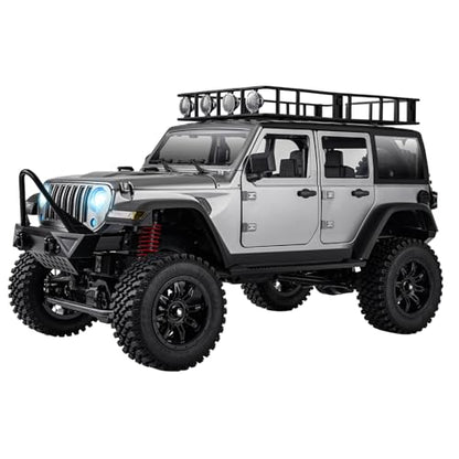 ARRIS MN128 1/12 RC Rock Crawler 4WD Off-Road Jeep RTR Truck | Wrangler Style Body, Full Proportional Control, LED Lights, Trail Ready - color: Gray