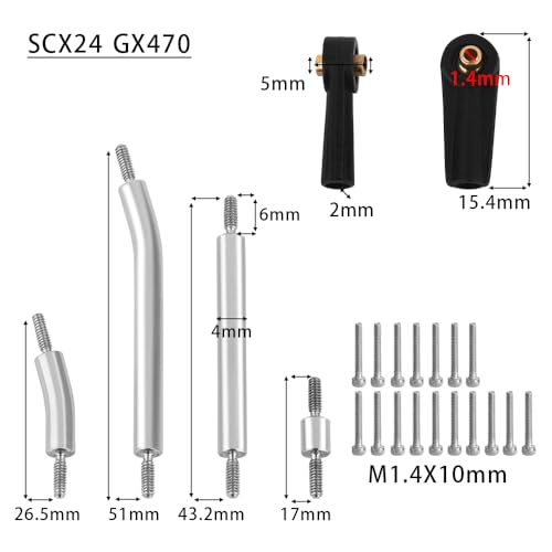 High Clearance 4 Links Set Stainless Steel Linkage kit for 1/24 Axial SCX24 GX470 AXI-1800 RC Crawler Car Upgrade Part