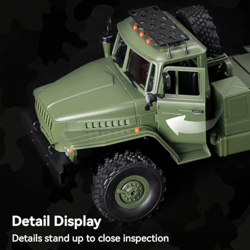 1/16 WPL RC Military Trailer, 2.4G 6WD 41.3 Inch Full-Proportional RC Transport Semi Trailer Tractor Truck Engineering Vehicle Models Toys