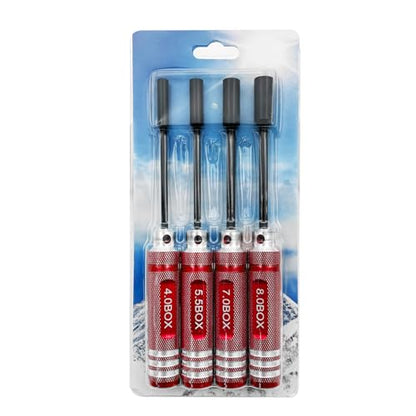 4Pcs Nut Driver Set RC Tool Set Hex Nut Driver for RC Vehicle RC Helicopters FPV Drones Cameras Appliances Repair 4mm 5.5mm 8mm 7mm Nut Driver (red) - color: Red