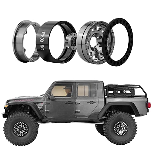 1.9 Inch Aluminum Alloy Beadlock Wheel Rim Hub 4pcs Suit for 1:10 RC Crawler Axial SCX10 SCX10 II TRX4 RC4WD D90(Grey 4 PCS) - color: Grey
