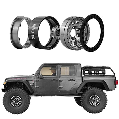 1.9 Inch Aluminum Alloy Beadlock Wheel Rim Hub 4pcs Suit for 1:10 RC Crawler Axial SCX10 SCX10 II TRX4 RC4WD D90(Grey 4 PCS) - color: Grey