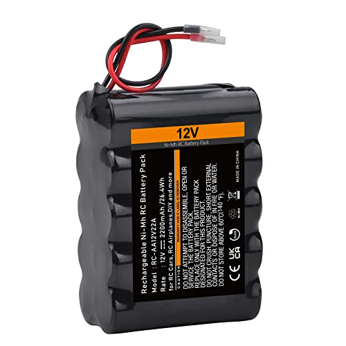 Tectra 12V RC Battery with Bare Leads, 2200mAh High Capacity Ni-MH Rechargeable Battery Pack for RC Models, DIY, Medical Equipments, LED Light Kit, Portable 12V DC Devices and More