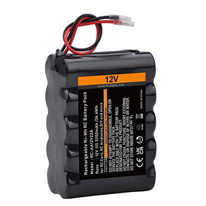 Tectra 12V RC Battery with Bare Leads, 2200mAh High Capacity Ni-MH Rechargeable Battery Pack for RC Models, DIY, Medical Equipments, LED Light Kit, Portable 12V DC Devices and More