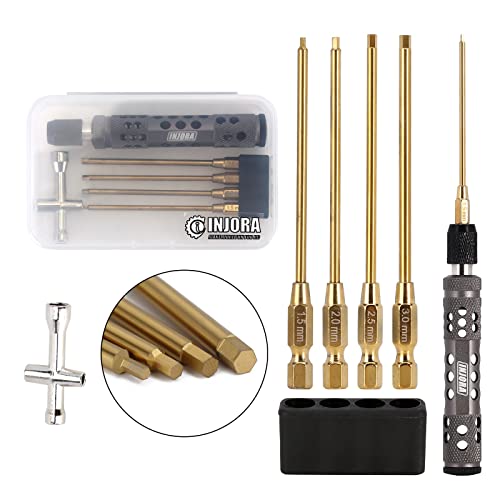 INJORA 4-in-1 1.5/2/2.5/3mm Hex Screwdriver Tool Set for 1/10 1/8 RC Car