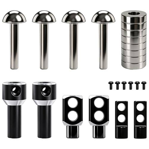 RC Stealth Magnetic Body Post for 1/24 1/28 RC Car, 2 Sets One/Two-Way Adjustable Magnetic Clamps, 2 Horizontal Aluminum Columns with 6 Chamfered Screws and 8 Magnets, TG Chassis Upgrade DIY Kit