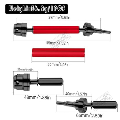 #45 Steel Front Rear Drive Shaft CVD Upgrades Parts for 1/10 Senton Granite 3s Blx&Mega550,Vortek 3s Blx,Stainless Driveshaft Axles Hops Up,#ARAC4041,Black with Red - color: Black With Red(4cvd)