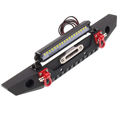 Metal Front Bumper with LED Light RC Winch Mount Seat Compatible with Traxxas TRX-4 TRX4 Axial SCX10 90046 90047 RC4WD D90 TF2 1/10 RC Crawler Car Upgrade Part