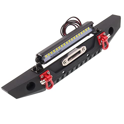 Metal Front Bumper with LED Light RC Winch Mount Seat Compatible with Traxxas TRX-4 TRX4 Axial SCX10 90046 90047 RC4WD D90 TF2 1/10 RC Crawler Car Upgrade Part
