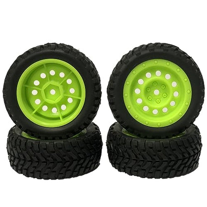 4PCS 75mm Rubber Tyres Tires with Foam Inserts and Plastic Wheel Rims 12mm Hex for 1/10 On-Road RC Drift Touring Car 1/14 1/16 1/18 Rally Car Replacement Parts(V-Green) - color: V-green