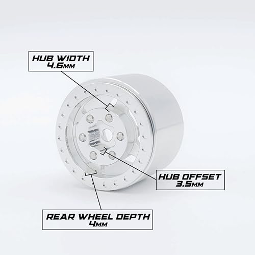 1UP Wheels 1.0" Island Ultra Wide Premium Wheels | Polished Silver | for Axial SCX24, AX24, Traxxas TRX4-M, Redcat Ascent-18, FMS FCX18, 7mm Hex Vehicles - Aluminum Beadlock Wheels - color: Polished Silver
