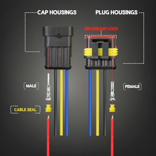TMH 700 Pcs 1/2/3/4/5/6 Pin Electrical Connector Kit 22-16 AWG, Automotive Electrical Wire Terminal Connectors Male&Female Pin Automotive for Car Truck Motorcycle Marine Boat - size: 1/2/3/4/5/6 Pin (700 Pcs)