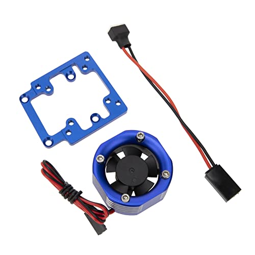 DKKY RC Motor Cooling Fan Heatsink 21000 RPM for Traxxas 1/8 4WD Sledge Motor with LED Light, Blue - color: Blue