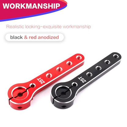 25T Metal Servo Arm 56mm for 30-100CC Balsa Airplanes 1/10 RC(Red+Black) | Extension Servo Horn for 1/10 Car Boat Futaba HSP Wltoys Axial SCX10 Parts,CNC Machining - color: Black+red