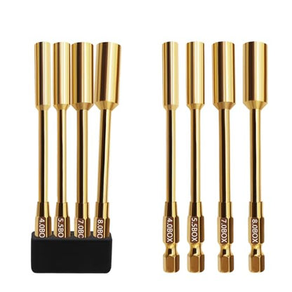 4.0mm 5.5mm 7.0mm 8.0mm Hex Nut Driver Head for 1/4" Drive Drill Screwdrivers Bit Electric Screwgun/Power Drill RC Repair Working 4 PCS