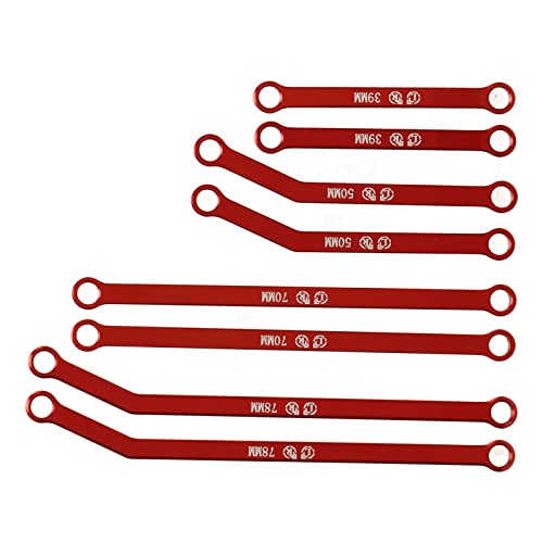 RiToEasysports Aluminum Alloy High Clearance RC Links Set Steering Linkage Rod with Anti Wear Precision Manufacturing for AXIAL SCX24 1/24 RC Crawler (Red) - color: Red