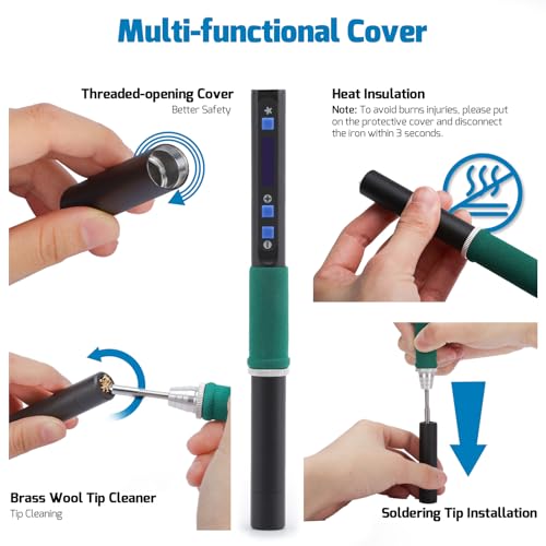 WEP 928D-IV Soldering Iron Kit with Fast Heating with C235 Tip, Dynamic Screen, Compact USB Soldering Iron with Tool Bag, Multi-Functional Cover, Type-C Charging, Sleep Mode, PD/QC Protocols - style: Upgraded Style