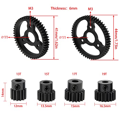 DKKY 6PCS 32P M0.8 Metal Hardened Steel Gear 53T 50T Spur Gear with 13T 15T 17T 19T Pinion Gear Set for TRX4 1/10 Slash 4x4/VXL/Stampede 4x4/VXL/Rustler 4X4/VXL/Summit/T-Maxx Replace #3956