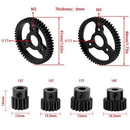 DKKY 6PCS 32P M0.8 Metal Hardened Steel Gear 53T 50T Spur Gear with 13T 15T 17T 19T Pinion Gear Set for TRX4 1/10 Slash 4x4/VXL/Stampede 4x4/VXL/Rustler 4X4/VXL/Summit/T-Maxx Replace #3956