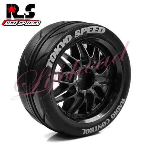 Lifehead 65mm RC On-Road Rally Car Tires and Wheels for 1/10 RC On-Road Touring Drift Car HSP 94123 Tamiya XV01 TT01 TT02 HPI Kyosho FAZER MK2 TRAXXAS 4-TEC 2.0/12mm Hex - color: Black
