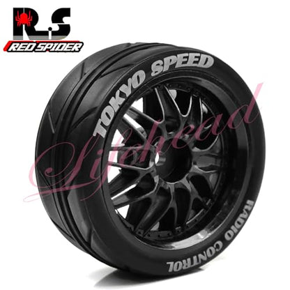 Lifehead 65mm RC On-Road Rally Car Tires and Wheels for 1/10 RC On-Road Touring Drift Car HSP 94123 Tamiya XV01 TT01 TT02 HPI Kyosho FAZER MK2 TRAXXAS 4-TEC 2.0/12mm Hex - color: Black