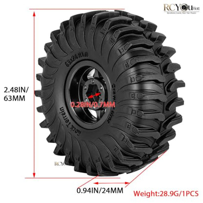 RC 1.0 Beadlock Wheels Tires Set for 1/24 SCX24 FCX24 1/18 Trx4m RC Crawler Car,Aluminum Wheel Rims/Soft Rubber Tires Wheel Tire,(4PCS) 1.0 Beadlock Wheels,Black - color: Black- (Wheel Tires)