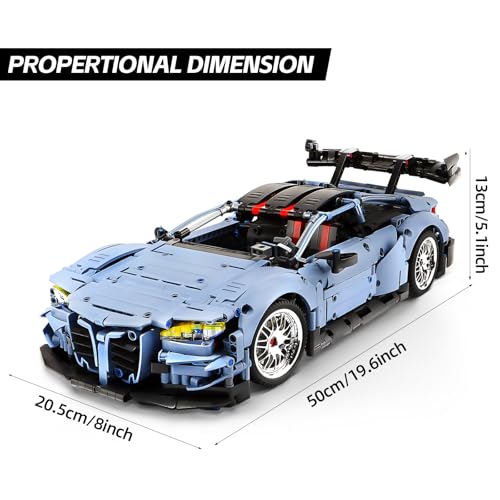 M4 Building Car Set,1:10 Champion Racing Car Building Block-2280PCS | Challenge Construction Toys Collectible Gift for Technical Enthusiasts Adults & Boys Age 14+ - style: Static Version-motors not included