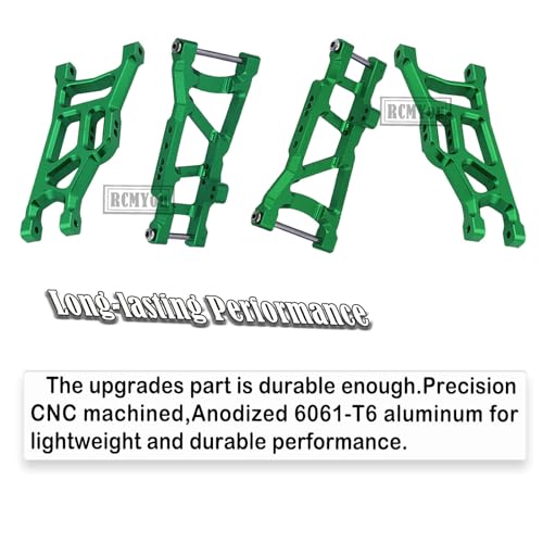 RC Aluminum Front Rear Suspension A-Arms Upgrades Part for 1/10 Rustler VXL & XL-5 / Stampede VXL & XL-5 2WD,Alloy Arms Hop Ups w/Tie Bar,Replace 3631 3655,Green - color: Green