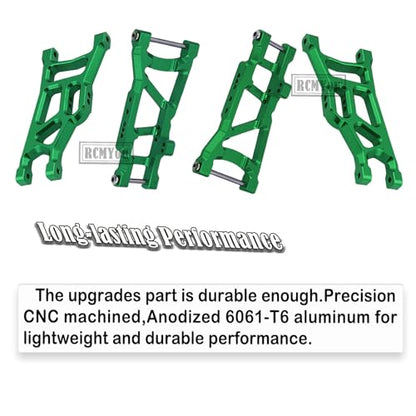 RC Aluminum Front Rear Suspension A-Arms Upgrades Part for 1/10 Rustler VXL & XL-5 / Stampede VXL & XL-5 2WD,Alloy Arms Hop Ups w/Tie Bar,Replace 3631 3655,Green - color: Green