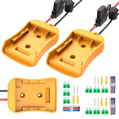Azocek 3 Packs Power Wheel Adapter for Dewalt 20V Battery | Converter Kit, Fuse & Switch Included, Wire Terminals & 12 AWG Wire, Compatible with DIY RC Car Toys Robotics