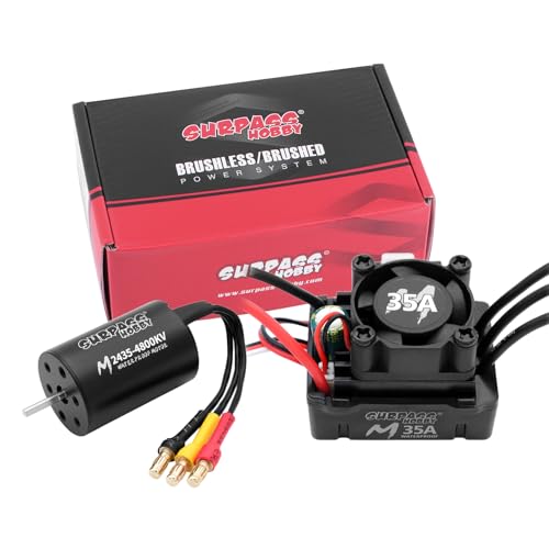 2435 4800KV Motor 35A Waterproof ESC for 1/14 1/16 1/18 RC Trucks | CNC aluminum brushless motor with fast heat dissipation, sine-wave quiet driving, waterproof dustproof