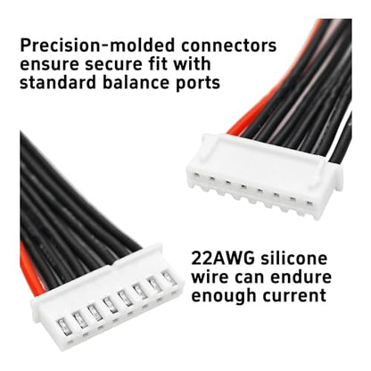 10PCS JST-XH 7S Balance Extension Cable, 3.9" 22AWG Silicone Lead Wire for LiPo Battery Charger, RC Balance Plug Connector Adapter - size: 7S