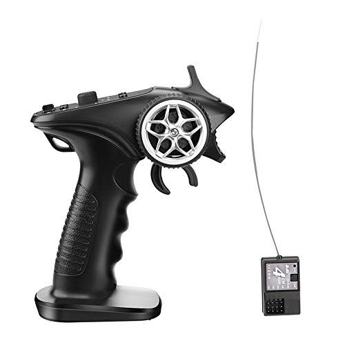 2.4ghz RC Controller 4CH RC Remote and Receiver Digital Radio Transmitter for 18 110 116 132 RC Car Boat Tank Crawler GA-4H-TX (Transmitter and Receiver Set), Black