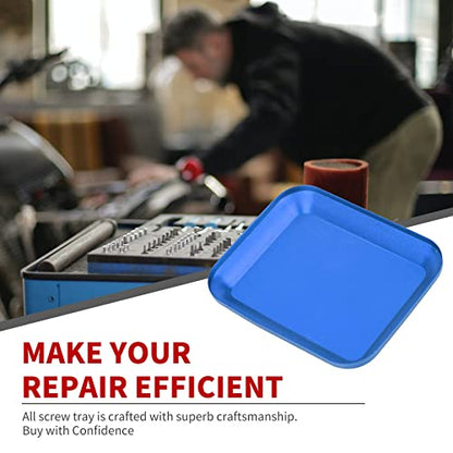 Screw Tray with Magnetic Pad, Aluminium Screws Disk Pallet for Repair Tool of RC Model Car Helicopters Airplanes-Blue
