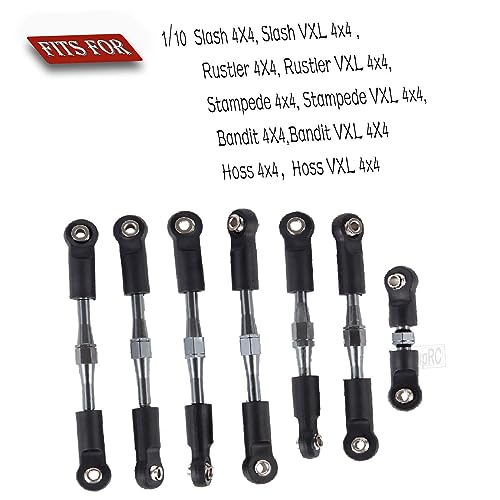 Adjustable Turnbuckles Upgrades Part for 1/10 Slash/Rustler/Stampede/Bandit VXL 4WD, Adjustable Turnbuckles Camber Links Toe Link,7PCS Titanium - color: Titanium/7pcs