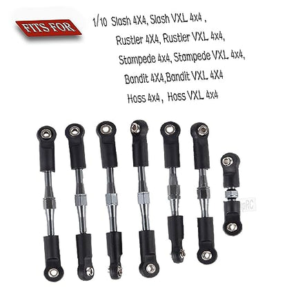 Adjustable Turnbuckles Upgrades Part for 1/10 Slash/Rustler/Stampede/Bandit VXL 4WD, Adjustable Turnbuckles Camber Links Toe Link,7PCS Titanium - color: Titanium/7pcs