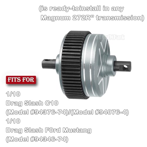 Complete Differential Assembly Upgrades Part for 1/10 Drag Slash C10 F0rd Mustang,(is Ready-toinstall in Any Magnum 272R Transmission) RC Steel Complete Diff Gear,Replace #9480,Titanium - color: Titanium - (Complete Differential Assembly)