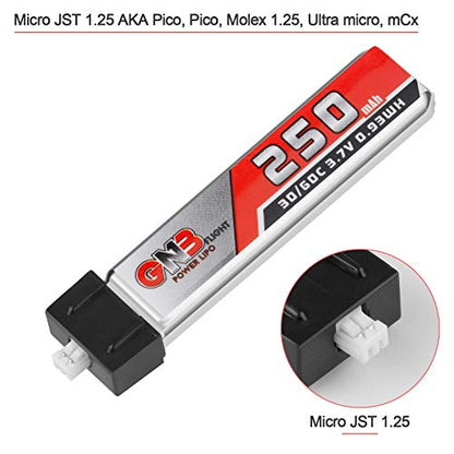 1S 3.7V 250mAh 30C LiPo Battery 4Pack Micro JST 1.25 for Tiny Whoop Drone | Crazepony 1S Blade Inductrix Battery Micro JST 1.25 Connector for Kingkong Tiny 6 Tiny Whoop FPV Racing Drone
