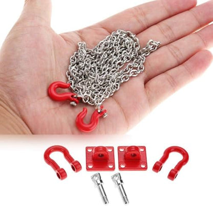 Dilwe RC Car Tow Hook Trailer Chain Set, RC U Shaped Tow Hook Trailer Chain Assemble Parts for RC Climbing Crawler Car Upgrade Part