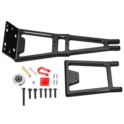 1/10 Scale RC Tow Truck Build Kit, Winch Double Stent Rescue Tow Crane Arm Wrecker Kit for 1/10 RC Crawler SCX10 TRX4 Capra LCG Chassis Tools (Black) - color: Black