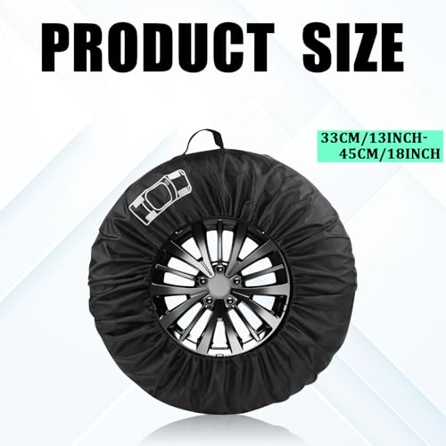 Spare Tire Bag with Adjustable Elastic Strap Car Dustproof Tires Protector for All Seasons, 26" Oxford Cloth Tire Sunproof 13"-18" Spare Tires Storage Bag, Universal for Most Cars (Small)