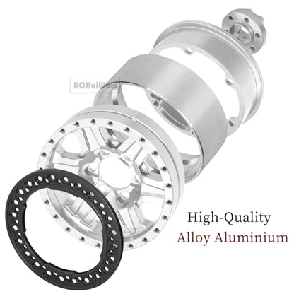 1.9 Beadlock rc Tires Wheels for 1/10 TRX4 TRX6 SCX10 90046 AX103007 Gen8 Gen7 D90 VS4-10 MST CFX RC Crawler,1.9 Wheels and Tires Alloy Aluminium Rims w/Rubber Tyres,Silver - color: Silver(4pcs)