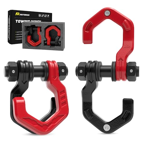 D Ring Shackles, 3/4" Separate Shackles with 7/8" Pin, Heavy Duty Recovery Shackle 57320lbs Break Strength, 4x4 Off-Road Recovery Towing Winch Shackles for Trucks, Red Black 2-Pack | Quick Shackles with 7/8" Pin, Heavy Duty Recovery Shackle, 4x4 Off-Road